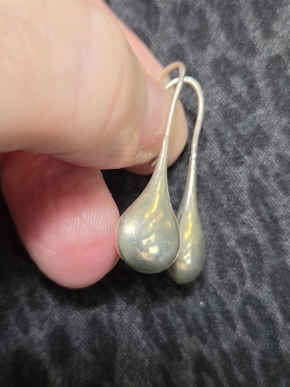 Sterling Silver Teardrop Dangle Earrings - Silver - Picture 3 of 4